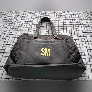 Steve Madden Stylish Black Quilted Handbag For Laptop Everyday Use MINOR WEAR